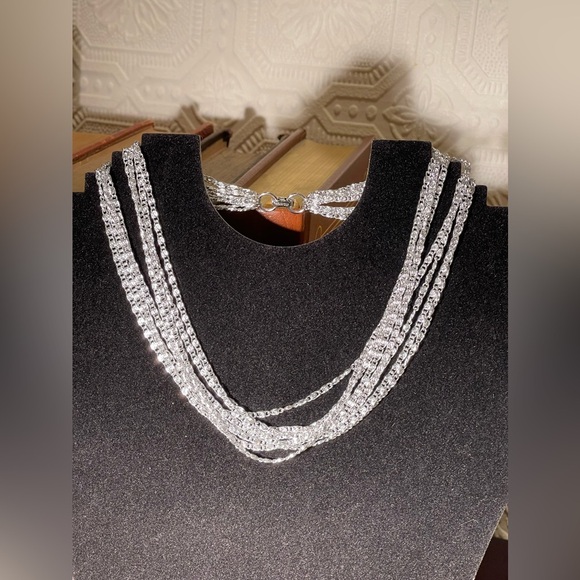 Vintage SARAH COV Silver Tone 8 Strand Choker Necklace - Picture 2 of 9